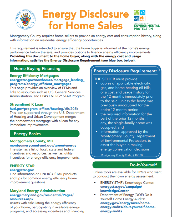 energy disclosure for home sales